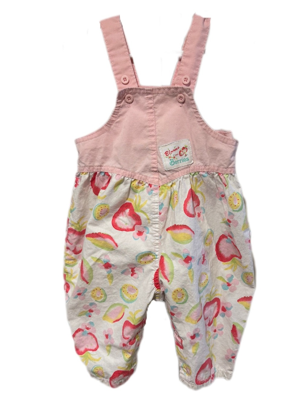 Infant Pink Strawberry-Print Girls' Overalls Blooms and Berries Health Tex 18mo